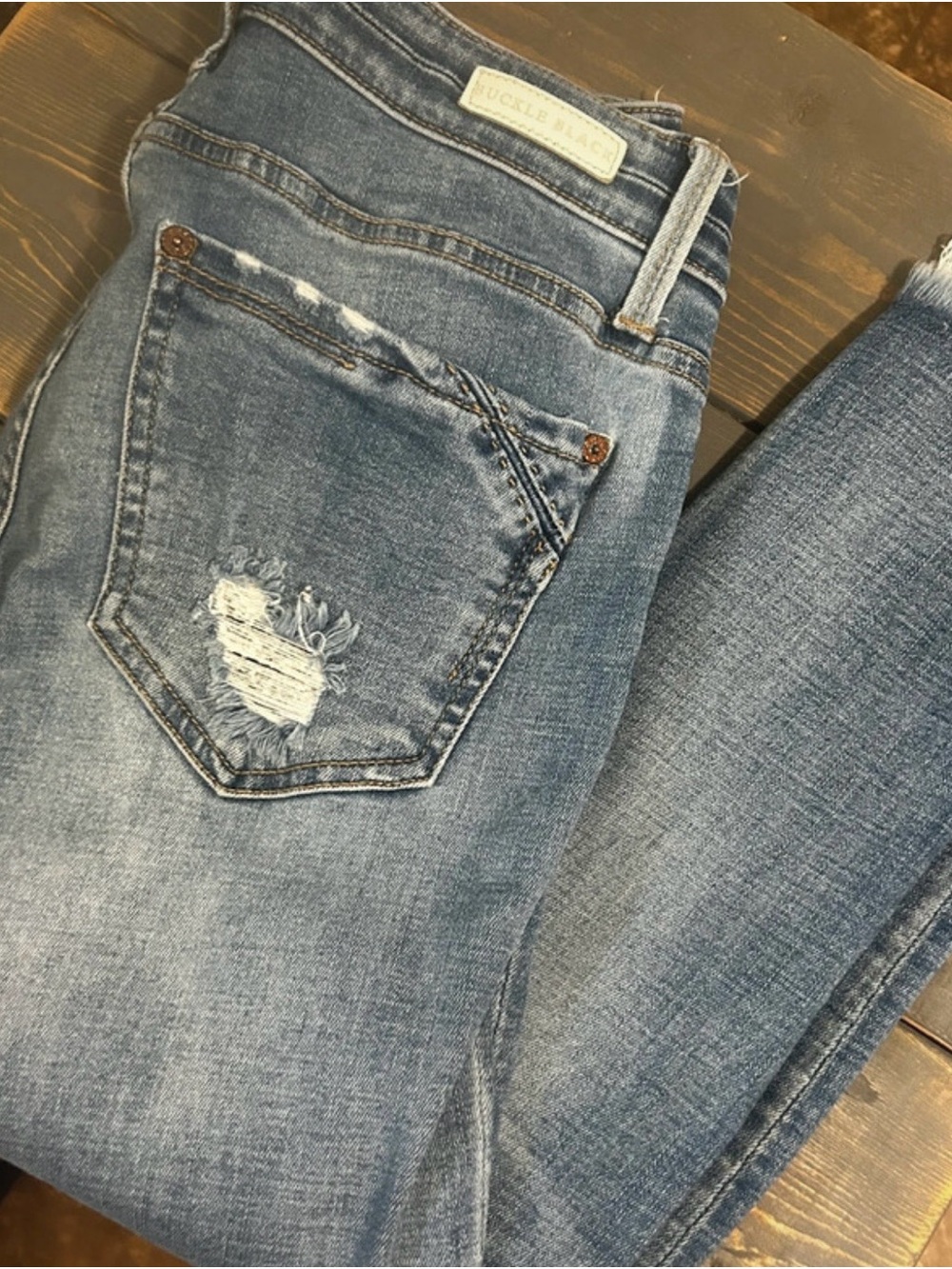 Buckle Black Ankle Skinny Distressed Jeans Size 26 Raw Hem